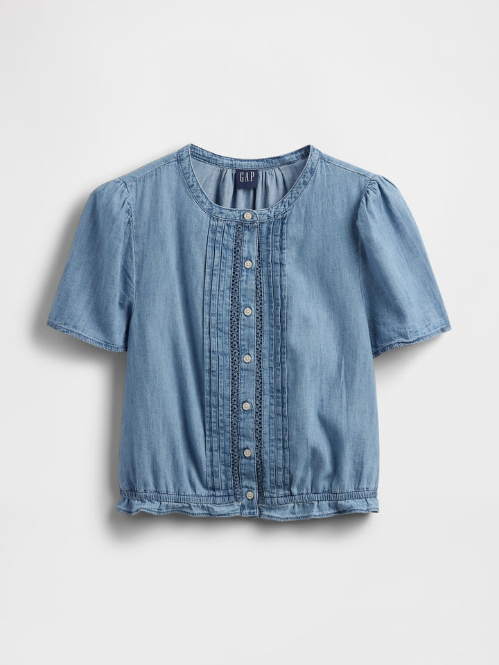 Gap Lace-Trim Cropped Denim Top