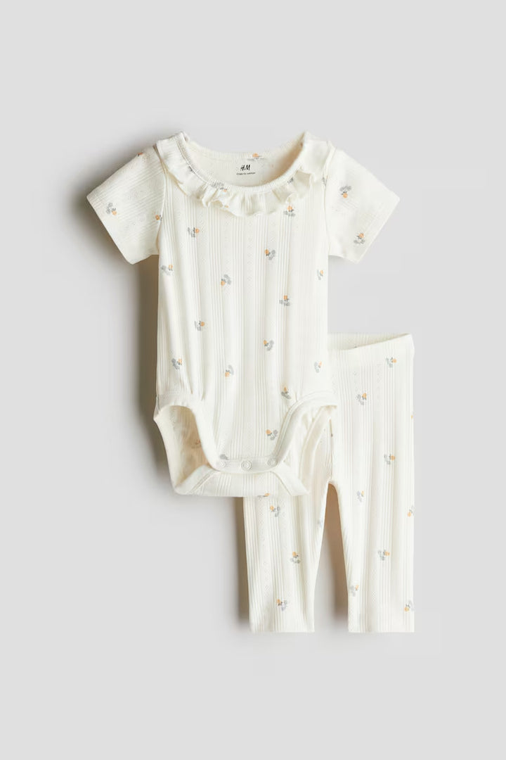 H&M 2-PIECE POINTELLE COTTON SET