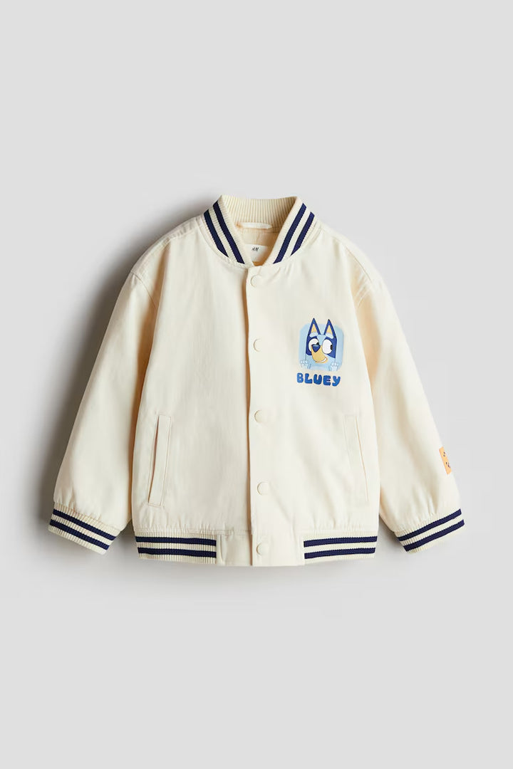 H&M TWILL BASEBALL JACKET WITH PRINTED MOTIF