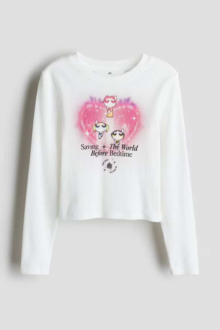 H&M PRINTED JERSEY TOP
