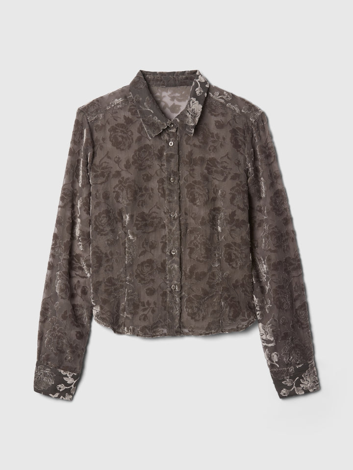 Gap Cropped Velvet Shirt