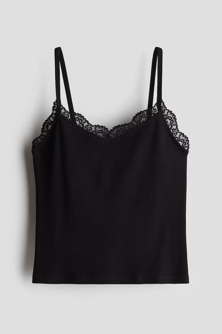 H&M LACE-TRIMMED TANK TOP