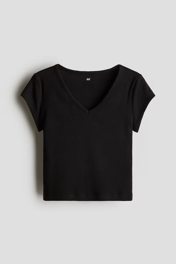 H&M RIBBED COTTON JERSEY TOP