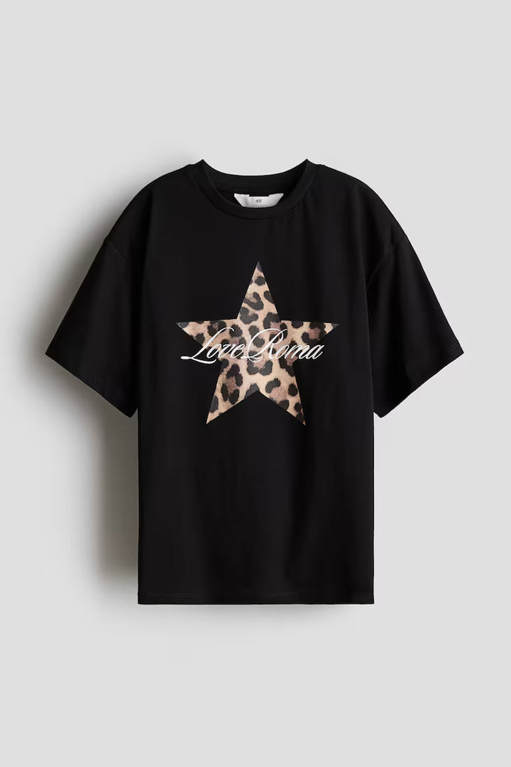 H&M OVERSIZED T-SHIRT WITH PRINTED MOTIF
