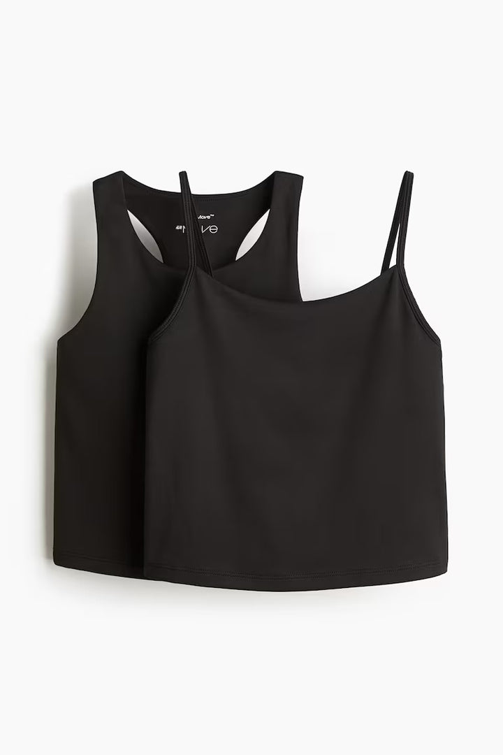 H&M 2-PACK INTEGRAL-TOP SPORTS TOPS WITH DRYMOVE™