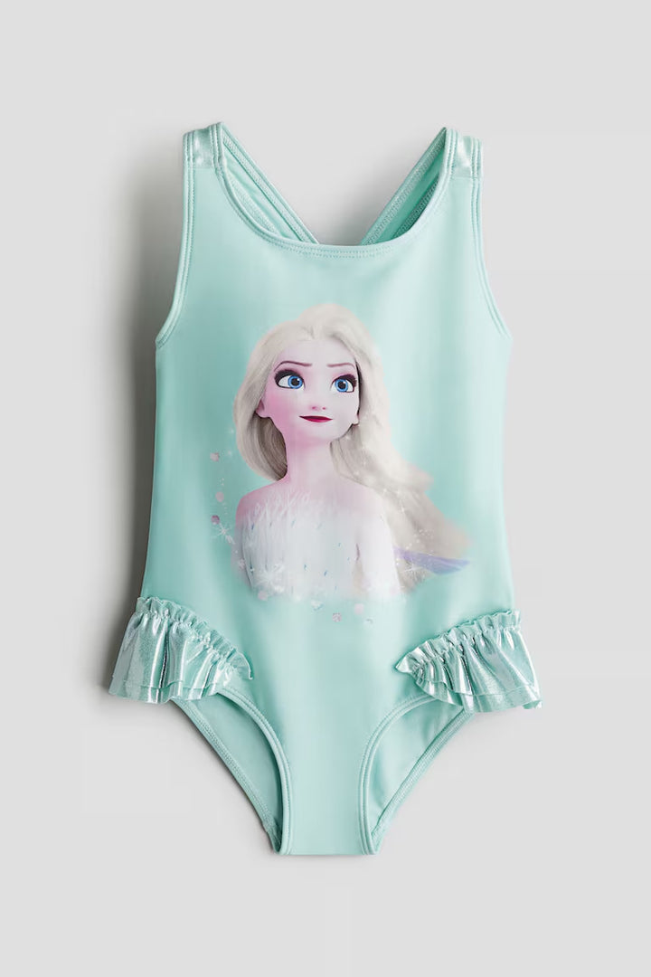 H&M PRINTED RUFFLE-TRIMMED SWIMSUIT