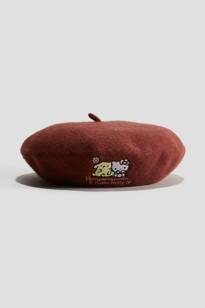 H&M APPLIQUÉD WOOL BERET