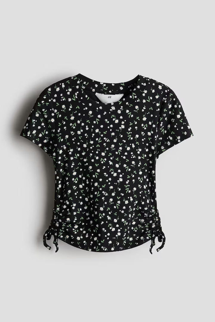 H&M JERSEY TOP WITH DRAWSTRINGS