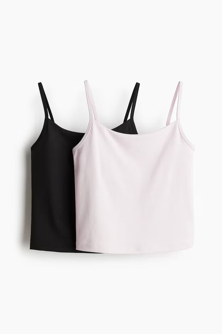 H&M 2-PACK INTEGRAL-TOP SPORTS TOPS WITH DRYMOVE™