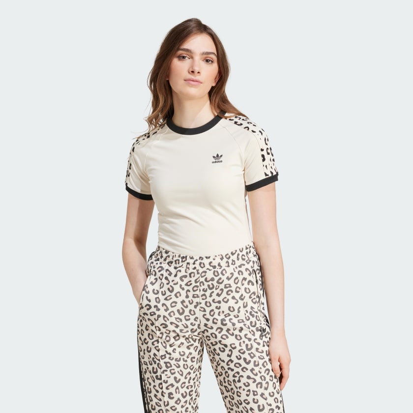 Adidas Leopard 3-Stripes Tee