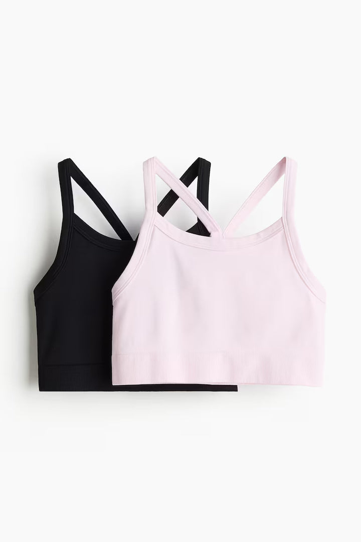 H&M 2-PACK SEAMLESS SPORTS TOPS WITH DRYMOVE™