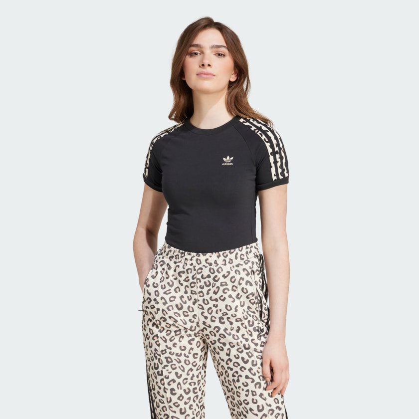 Adidas Leopard 3-Stripes Tee