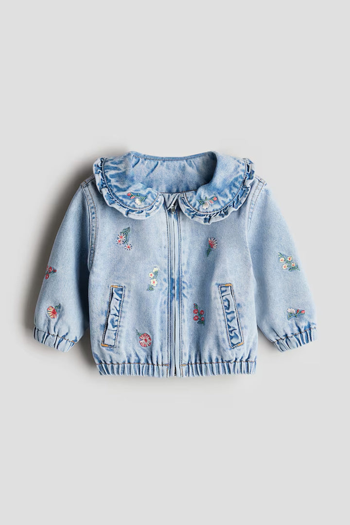 H&M EMBROIDERED-DETAIL DENIM JACKET