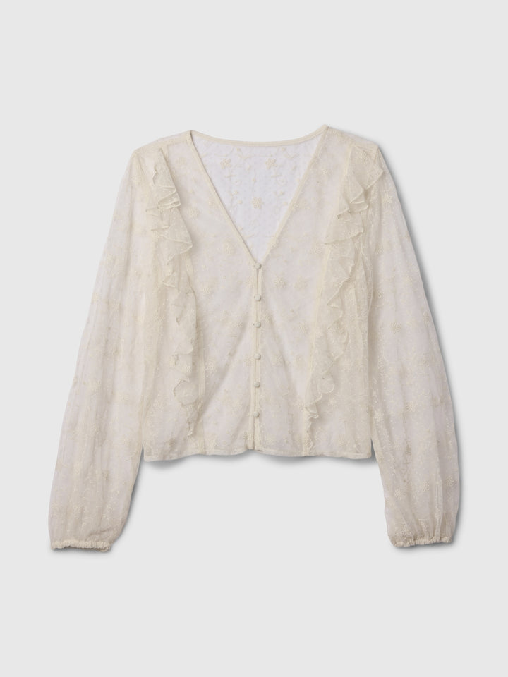 Gap Recycled Lace Ruffle Top