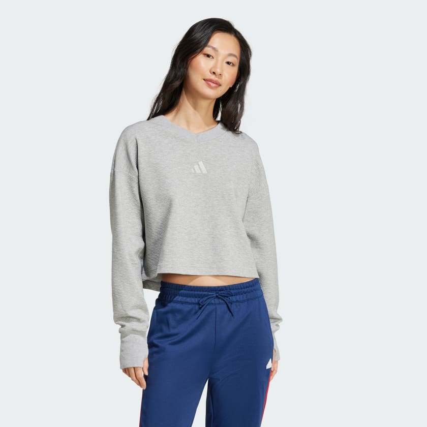 ADIDAS ALL SZN Ribbed V-Neck Sweatshirt