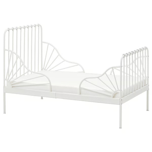 IKEA MINNEN Ext bed frame with slatted bed base, white, 38 1/4x74 3/4 "