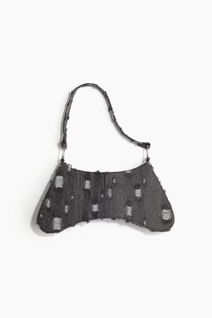 H&M DISTRESSED-LOOK DENIM SHOULDER BAG