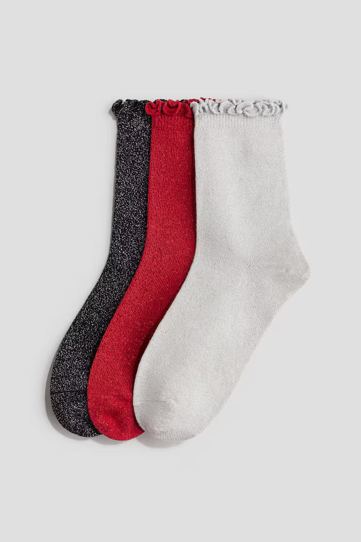 H&M 3-PACK SOCKS WITH OVERLOCKED TRIM