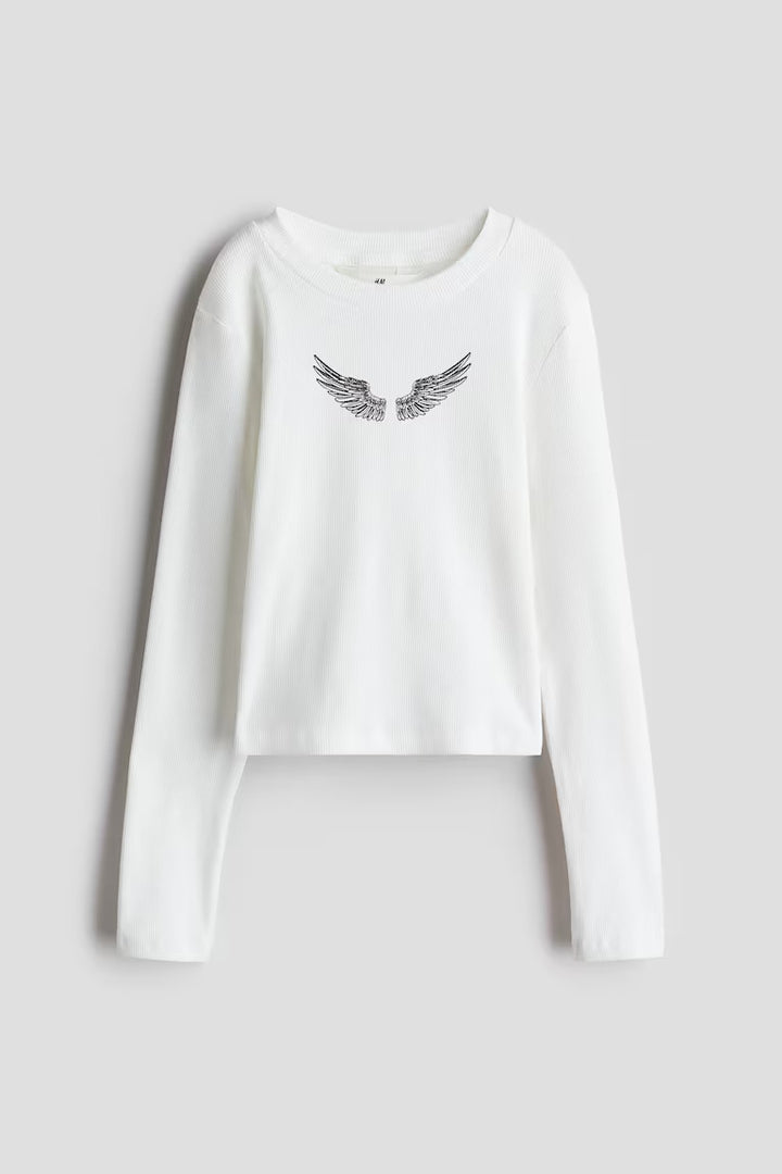 H&M RIBBED COTTON TOP