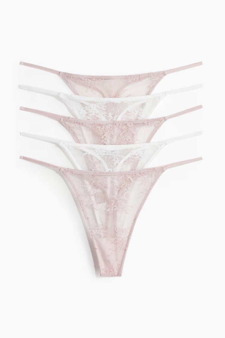 H&M 5-PACK LACE THONG BRIEFS