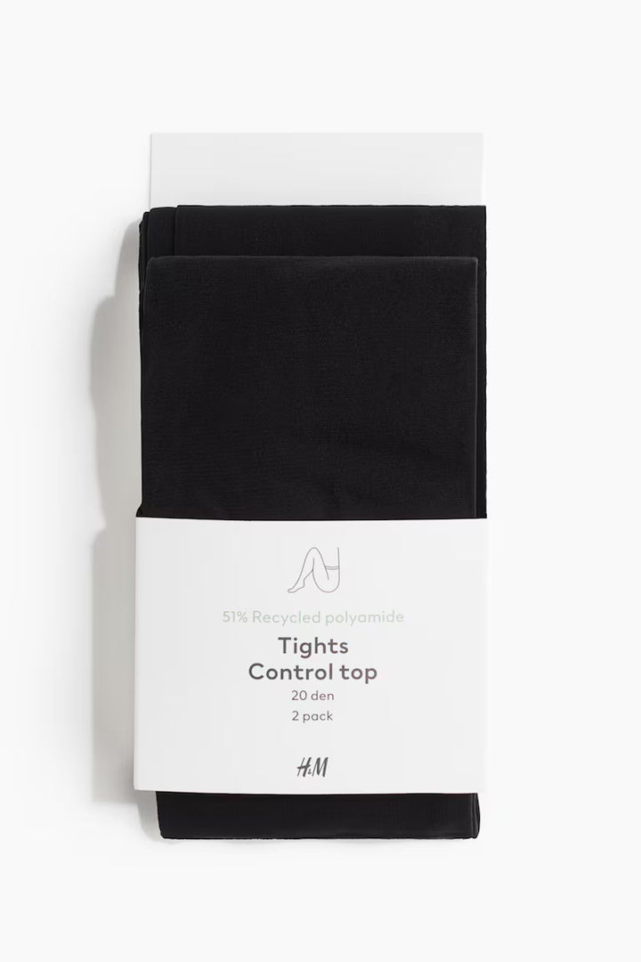 H&M 2-PACK CONTROL-TOP TIGHTS 20 DENIER