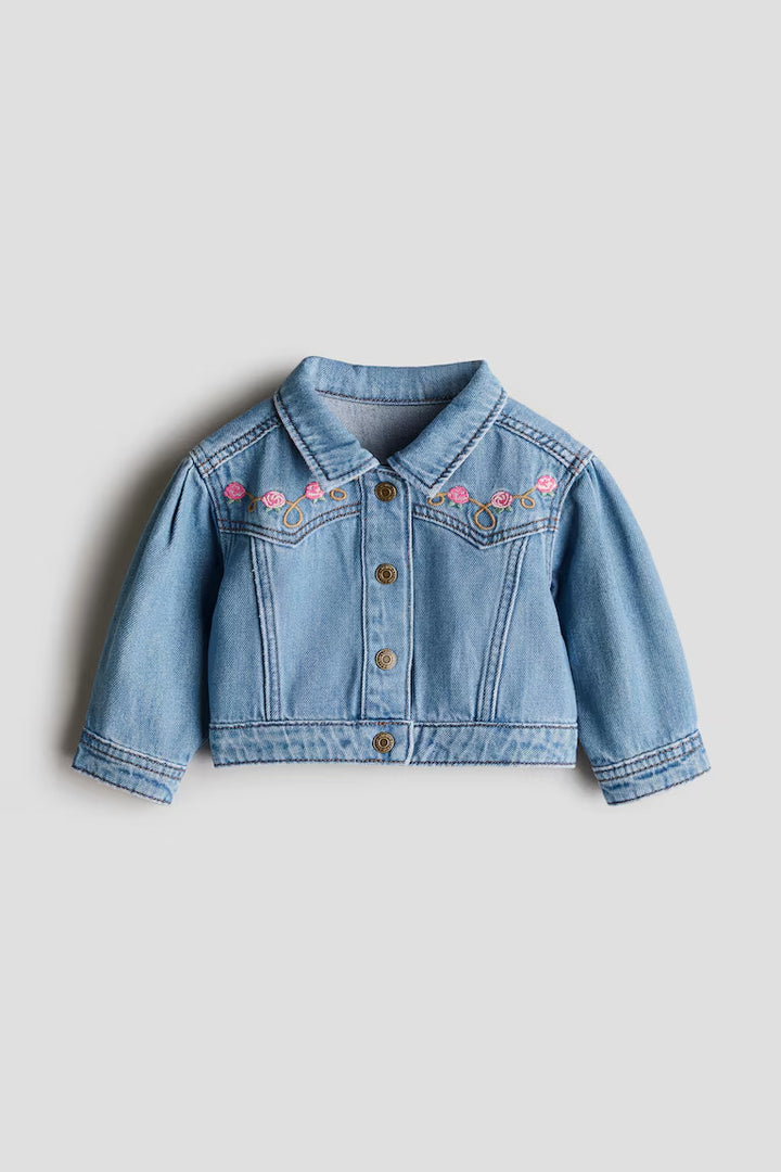 H&M EMBROIDERED-DETAIL DENIM JACKET