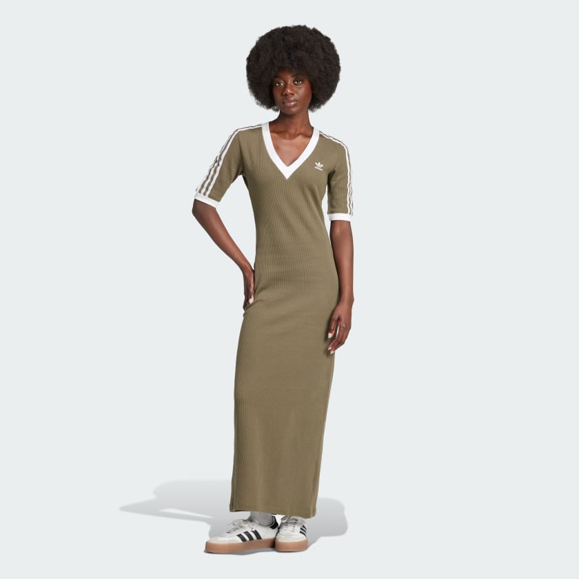 Adidas Adicolor 3-Stripes Knit V-Neck Dress