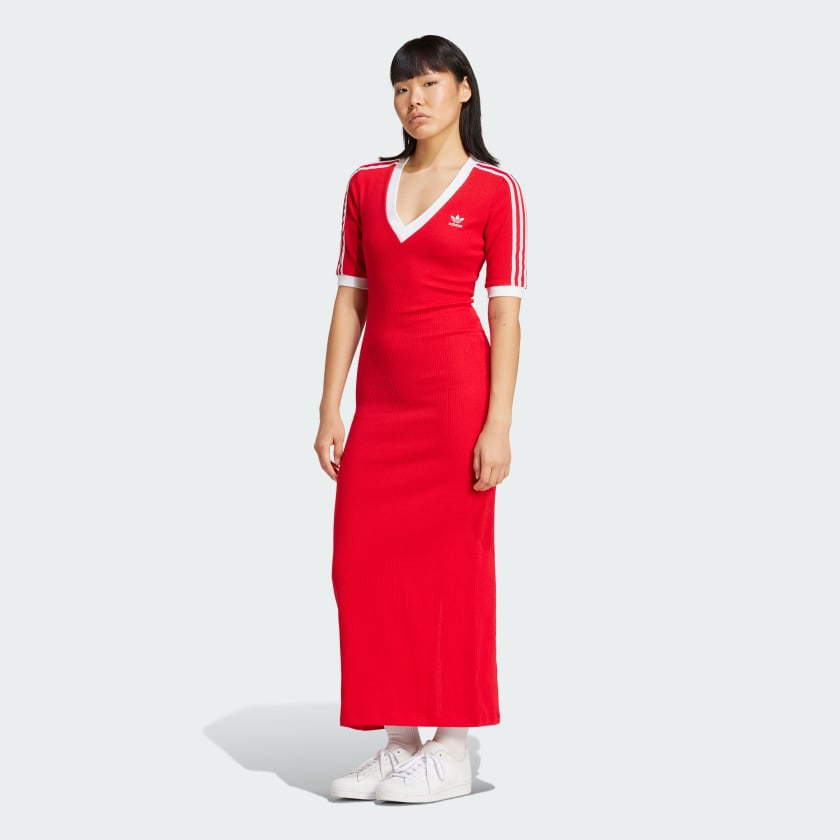 Adidas Adicolor 3-Stripes Knit V-Neck Dress