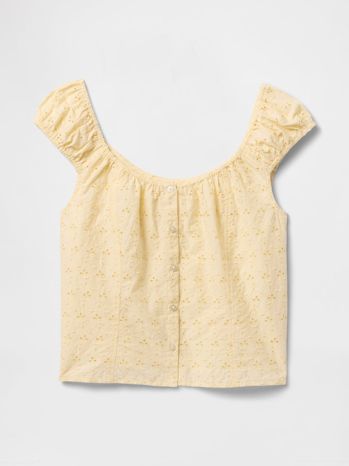 Gap Cap-Sleeve Eyelet Top