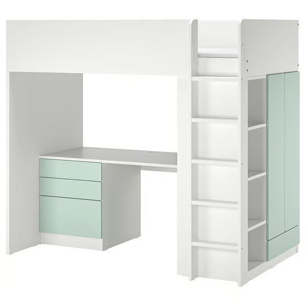 IKEA SMÅSTAD Loft bed, white white/with desk with 4 drawers, Twin