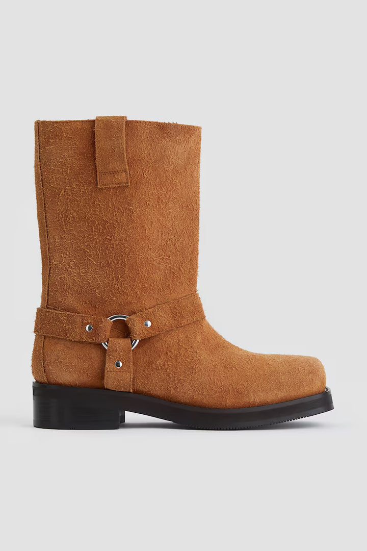 H&M SUEDE BIKER BOOTS