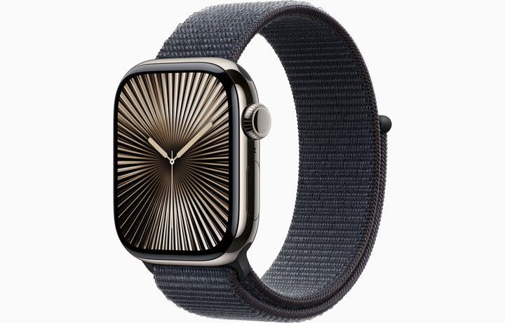 Apple Watch Series 10 GPS + Cellular, 42mm Natural Titanium Case with Ink Sport Loop