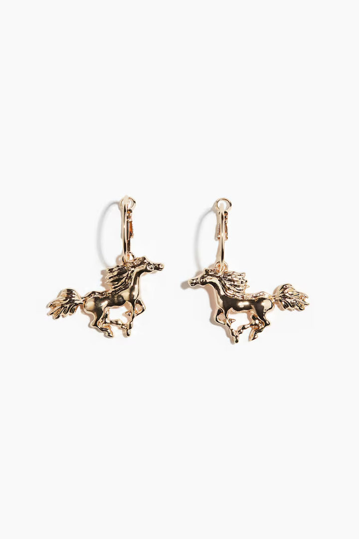 H&M HORSE-PENDANT HOOP EARRINGS