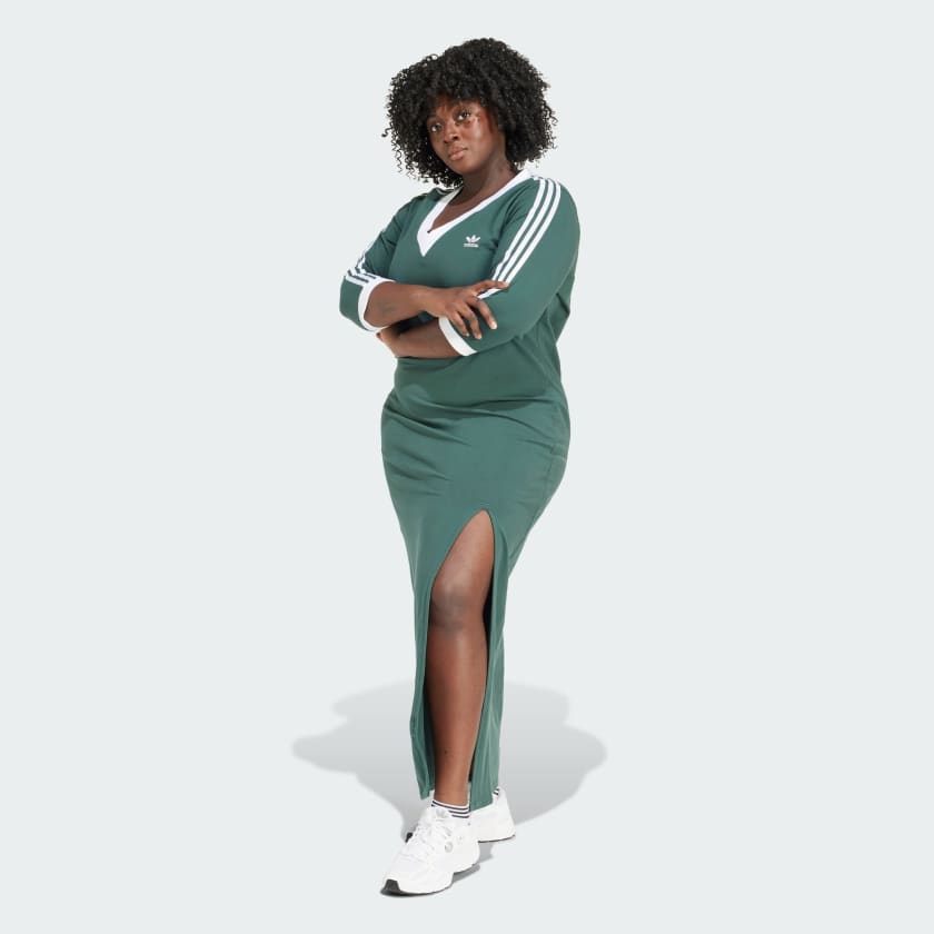 Adidas Adicolor Classics 3-Stripes V-Neck Maxi Dress (Plus Size)