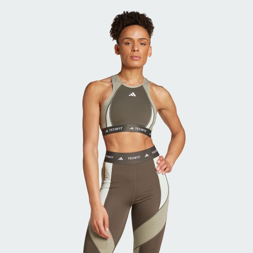 Adidas Techfit Medium-Support High-Neck Colorblock Bra