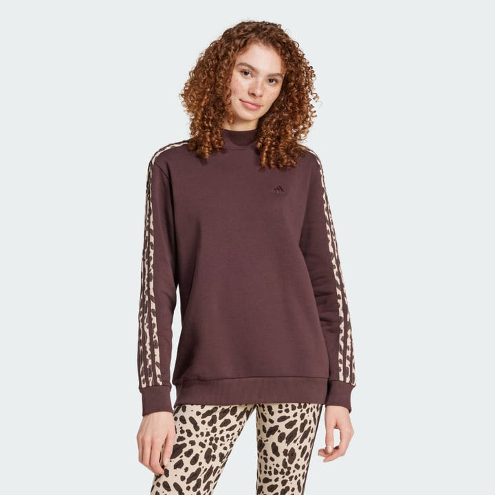 Adidas Essentials 3-Stripes Animal-Print Sweatshirt