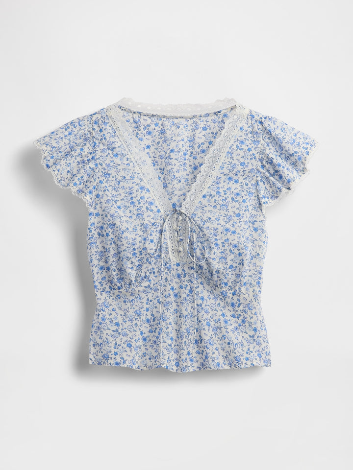 Gap Lace-Trim Floral Top