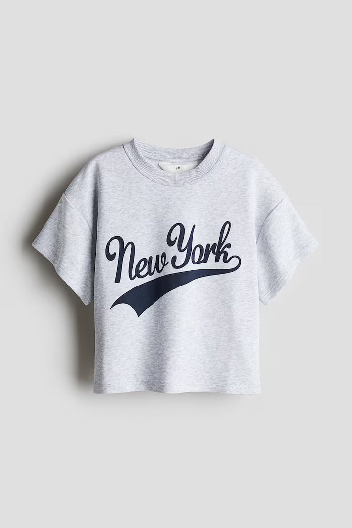 H&M SHORT TOP WITH PRINTED MOTIF