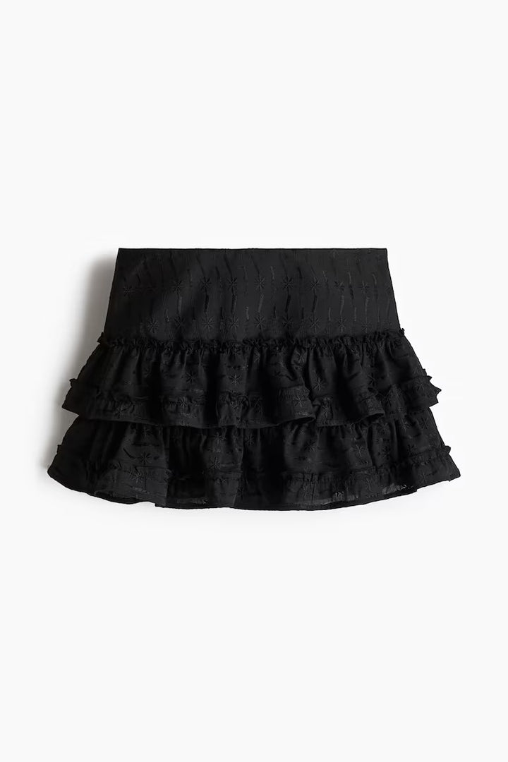 H&M EMBROIDERED TIERED SKIRT