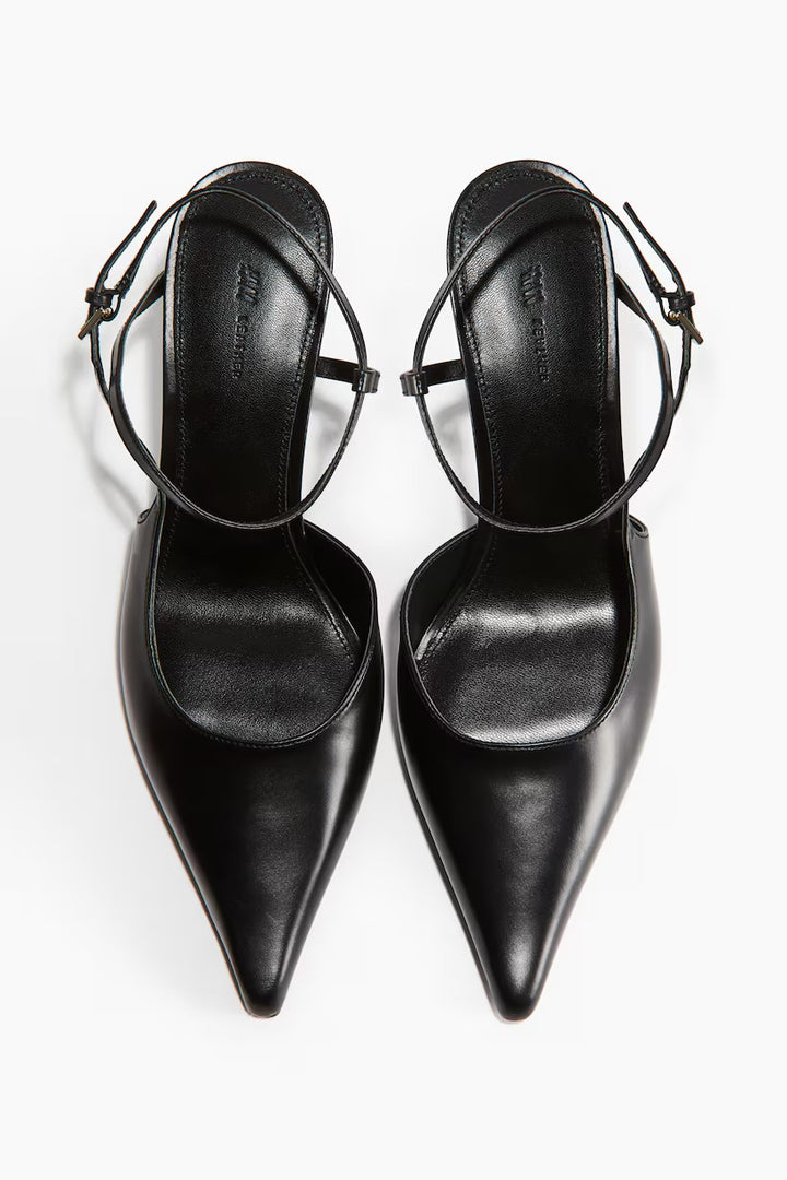 H&M Pointed-Toe Leather Pumps