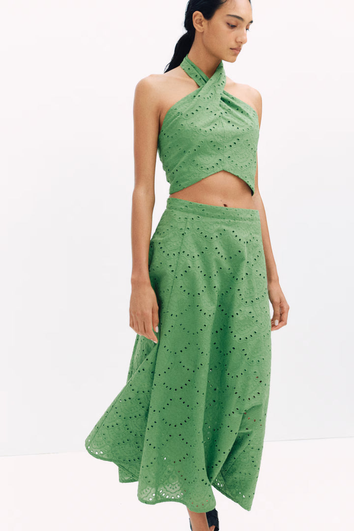 H&M Eyelet-Embroidered Halterneck Top