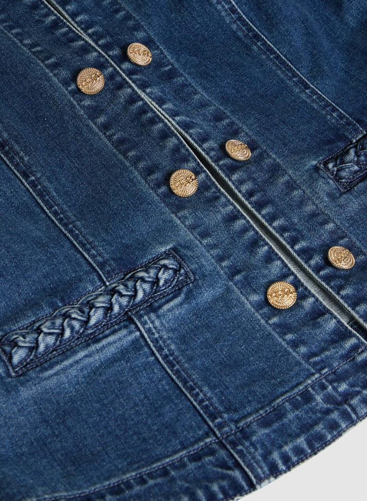 LAURA Braided Trim Denim Jacket