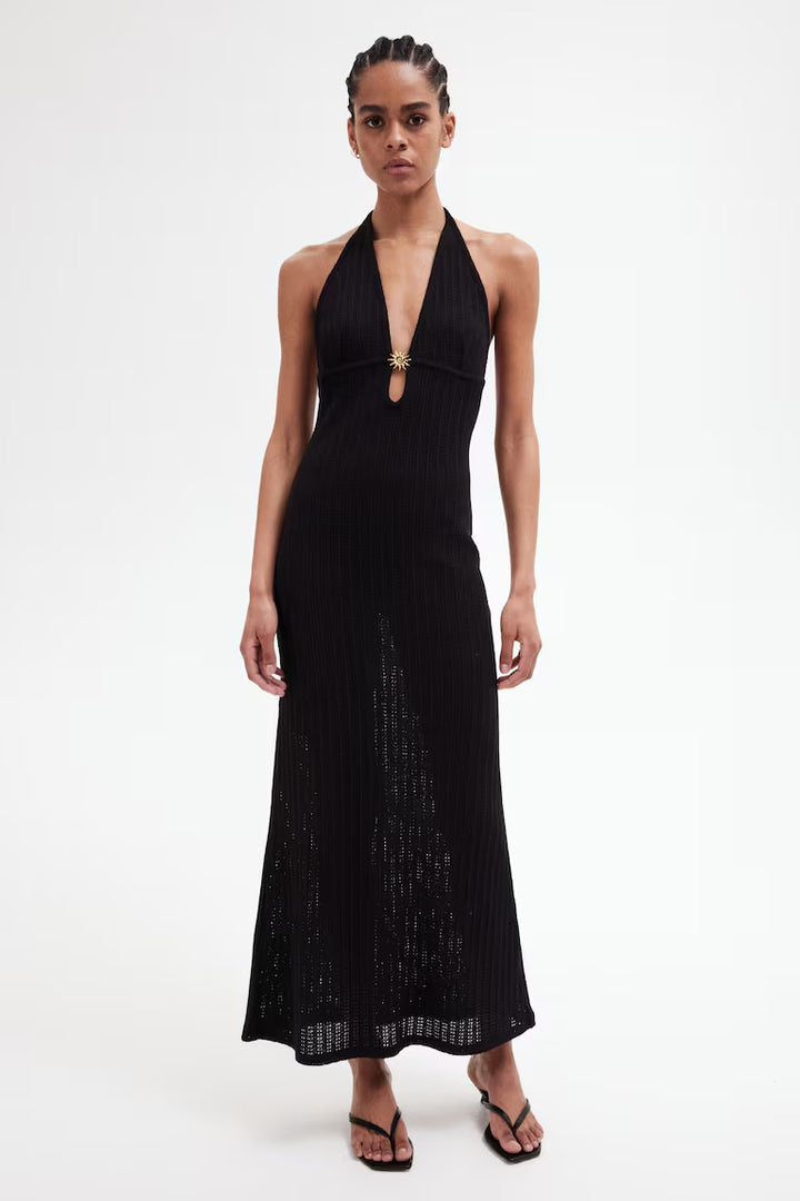 H&M Embellished pointelle-knit dress