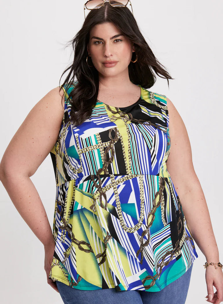 LAURA Geometric Print Sleeveless Top