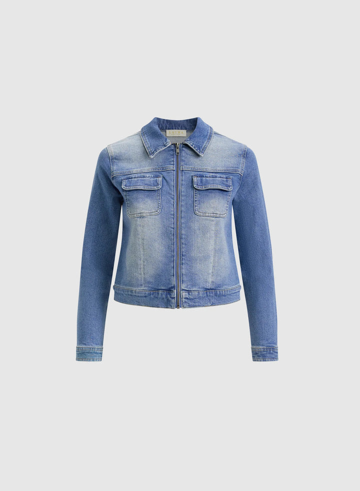LAURA Zip-Front Denim Jacket