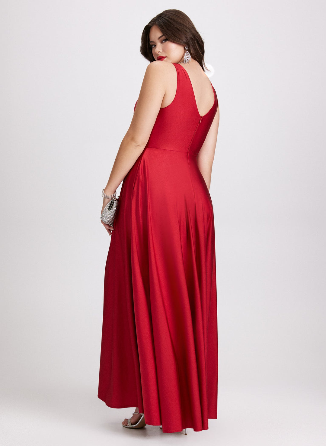 LAURA Sleeveless Plunging Neckline Dress