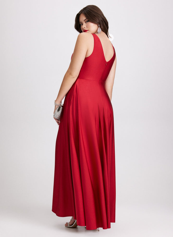LAURA Sleeveless Plunging Neckline Dress