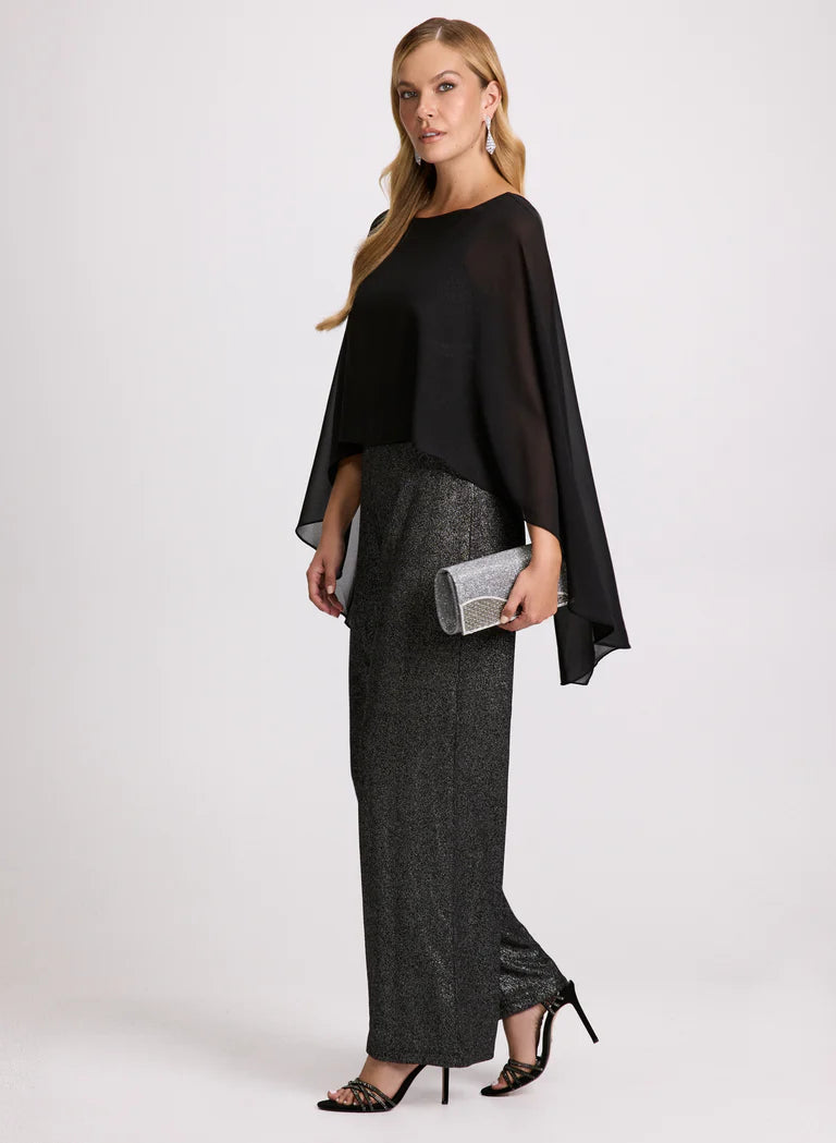 LAURA Sheer Capelet Overlay Jumpsuit