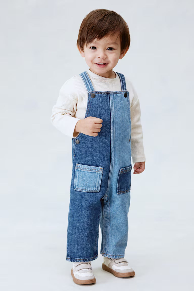 H&M Patched Denim Overalls
