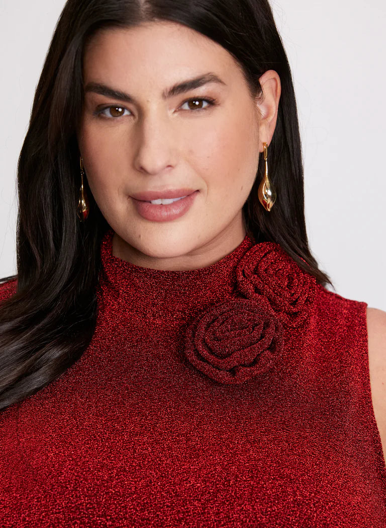 LAURA Metallic Flower Top